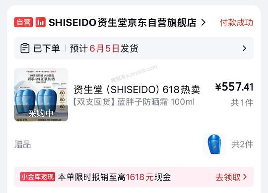 资生堂蓝胖子防晒500R入四个正装（125R/个） - 美泡泡